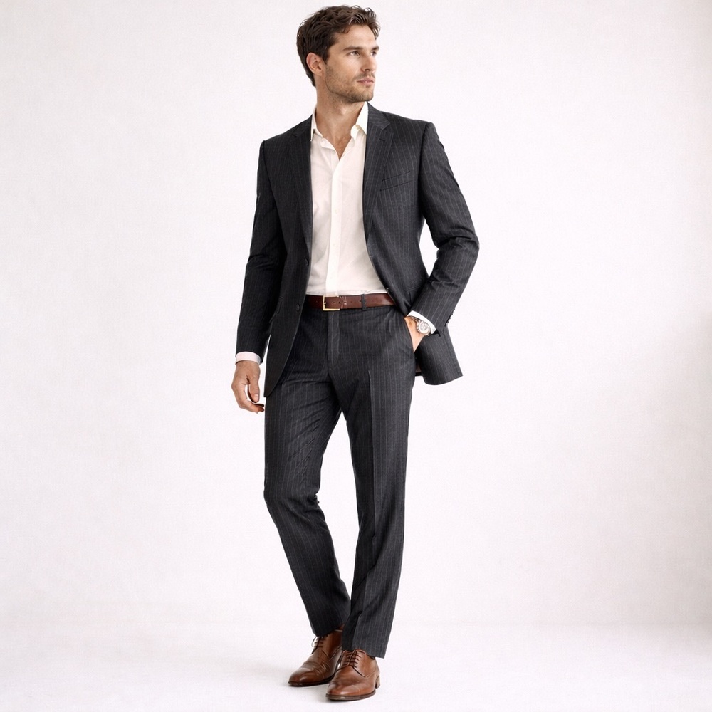 Hugo Boss REDA Italian Fabric Pinstripe Suit Tailored Set 42R 34x30